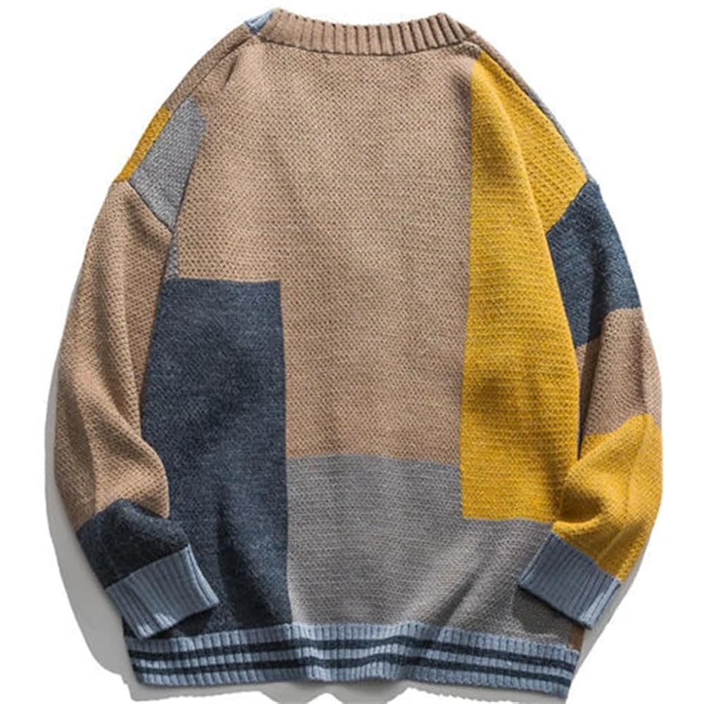 Amazon.com: Men Vintage V-Neck Patchwork Cardigan Sweater
